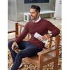 imageCOOFANDY Mens Crew Neck Sweater Slim Fit Lightweight Sweatshirts Knitted Pullover for Casual Or Dressy WearDark RedBlack Twotone Colors