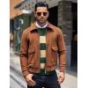 imageCOOFANDY Mens Crew Neck Sweater Slim Fit Lightweight Sweatshirts Knitted Pullover for Casual Or Dressy WearGreenApricot Stripe