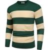imageCOOFANDY Mens Crew Neck Sweater Slim Fit Lightweight Sweatshirts Knitted Pullover for Casual Or Dressy WearGreenApricot Stripe