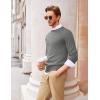 imageCOOFANDY Mens Crew Neck Sweater Slim Fit Lightweight Sweatshirts Knitted Pullover for Casual Or Dressy WearGrey
