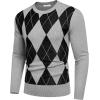 imageCOOFANDY Mens Crew Neck Sweater Slim Fit Lightweight Sweatshirts Knitted Pullover for Casual Or Dressy WearGrey Argyle