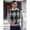 imageCOOFANDY Mens Crew Neck Sweater Slim Fit Lightweight Sweatshirts Knitted Pullover for Casual Or Dressy WearGrey Argyle