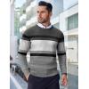 imageCOOFANDY Mens Crew Neck Sweater Slim Fit Lightweight Sweatshirts Knitted Pullover for Casual Or Dressy WearGreyWhite