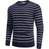 imageCOOFANDY Mens Crew Neck Sweater Slim Fit Lightweight Sweatshirts Knitted Pullover for Casual Or Dressy WearHorizontal Stripes White  Navy Blue