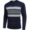 imageCOOFANDY Mens Crew Neck Sweater Slim Fit Lightweight Sweatshirts Knitted Pullover for Casual Or Dressy WearNavy BlueGrey White Jacquard