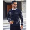 imageCOOFANDY Mens Crew Neck Sweater Slim Fit Lightweight Sweatshirts Knitted Pullover for Casual Or Dressy WearNavyWhite Mariner Stripe