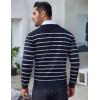 imageCOOFANDY Mens Crew Neck Sweater Slim Fit Lightweight Sweatshirts Knitted Pullover for Casual Or Dressy WearNavyWhite Mariner Stripe