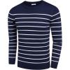 imageCOOFANDY Mens Crew Neck Sweater Slim Fit Lightweight Sweatshirts Knitted Pullover for Casual Or Dressy WearNavyWhite Mariner Stripe
