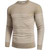 imageCOOFANDY Mens Crew Neck Sweater Slim Fit Lightweight Sweatshirts Knitted Pullover for Casual Or Dressy WearPinstripes White  Khaki