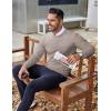 imageCOOFANDY Mens Crew Neck Sweater Slim Fit Lightweight Sweatshirts Knitted Pullover for Casual Or Dressy WearWhiteBrown Twotone Colors