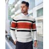 imageCOOFANDY Mens Crew Neck Sweater Slim Fit Lightweight Sweatshirts Knitted Pullover for Casual Or Dressy WearWhiteRust Red