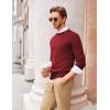 imageCOOFANDY Mens Crew Neck Sweater Slim Fit Lightweight Sweatshirts Knitted Pullover for Casual Or Dressy WearWine Red