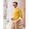 imageCOOFANDY Mens Crew Neck Sweater Slim Fit Lightweight Sweatshirts Knitted Pullover for Casual Or Dressy WearYellow