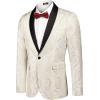 imageCOOFANDY Mens Floral Tuxedo Jacket Paisley Shawl Lapel Suit Blazer Jacket for DinnerPromWeddingBeige