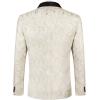 imageCOOFANDY Mens Floral Tuxedo Jacket Paisley Shawl Lapel Suit Blazer Jacket for DinnerPromWeddingBeige