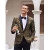 imageCOOFANDY Mens Floral Tuxedo Jacket Paisley Shawl Lapel Suit Blazer Jacket for DinnerPromWeddingGolden