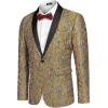 imageCOOFANDY Mens Floral Tuxedo Jacket Paisley Shawl Lapel Suit Blazer Jacket for DinnerPromWeddingGolden Yellow