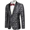 imageCOOFANDY Mens Floral Tuxedo Jacket Paisley Shawl Lapel Suit Blazer Jacket for DinnerPromWeddingGrey