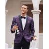 imageCOOFANDY Mens Floral Tuxedo Jacket Paisley Shawl Lapel Suit Blazer Jacket for DinnerPromWeddingPurple