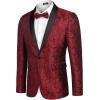 imageCOOFANDY Mens Floral Tuxedo Jacket Paisley Shawl Lapel Suit Blazer Jacket for DinnerPromWeddingRed