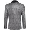 imageCOOFANDY Mens Floral Tuxedo Jacket Paisley Shawl Lapel Suit Blazer Jacket for DinnerPromWeddingSilver