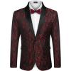 imageCOOFANDY Mens Floral Tuxedo Jacket Paisley Shawl Lapel Suit Blazer Jacket for DinnerPromWeddingWine Red