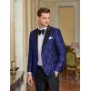 imageCOOFANDY Mens Floral Tuxedo One Button Luxury Shiny Blazer Dinner Party Prom Wedding Suit Jacket1  Blue