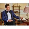 imageCOOFANDY Mens Floral Tuxedo One Button Luxury Shiny Blazer Dinner Party Prom Wedding Suit Jacket1  Blue