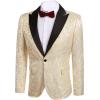 imageCOOFANDY Mens Floral Tuxedo One Button Luxury Shiny Blazer Dinner Party Prom Wedding Suit Jacket1  Golden