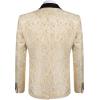 imageCOOFANDY Mens Floral Tuxedo One Button Luxury Shiny Blazer Dinner Party Prom Wedding Suit Jacket1  Golden