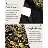 imageCOOFANDY Mens Floral Tuxedo One Button Luxury Shiny Blazer Dinner Party Prom Wedding Suit Jacket1  Golden Yellow