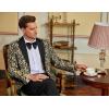 imageCOOFANDY Mens Floral Tuxedo One Button Luxury Shiny Blazer Dinner Party Prom Wedding Suit Jacket1  Golden Yellow