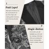 imageCOOFANDY Mens Floral Tuxedo One Button Luxury Shiny Blazer Dinner Party Prom Wedding Suit Jacket1  Grey