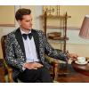 imageCOOFANDY Mens Floral Tuxedo One Button Luxury Shiny Blazer Dinner Party Prom Wedding Suit Jacket1  Grey