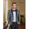 imageCOOFANDY Mens Floral Tuxedo One Button Luxury Shiny Blazer Dinner Party Prom Wedding Suit Jacket1  Grey