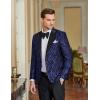 imageCOOFANDY Mens Floral Tuxedo One Button Luxury Shiny Blazer Dinner Party Prom Wedding Suit Jacket1  Navy Blue