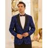 imageCOOFANDY Mens Floral Tuxedo One Button Luxury Shiny Blazer Dinner Party Prom Wedding Suit Jacket1  Navy Blue
