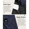imageCOOFANDY Mens Floral Tuxedo One Button Luxury Shiny Blazer Dinner Party Prom Wedding Suit Jacket1  Navy Blue