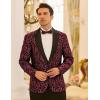 imageCOOFANDY Mens Floral Tuxedo One Button Luxury Shiny Blazer Dinner Party Prom Wedding Suit Jacket1  Red