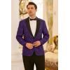 imageCOOFANDY Mens Floral Tuxedo One Button Luxury Shiny Blazer Dinner Party Prom Wedding Suit Jacket1 Purple