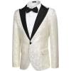 imageCOOFANDY Mens Floral Tuxedo One Button Luxury Shiny Blazer Dinner Party Prom Wedding Suit Jacket6  White