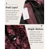 imageCOOFANDY Mens Floral Tuxedo One Button Luxury Shiny Blazer Dinner Party Prom Wedding Suit Jacket6  Wine Red