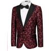 imageCOOFANDY Mens Floral Tuxedo One Button Luxury Shiny Blazer Dinner Party Prom Wedding Suit Jacket6  Wine Red