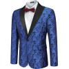 imageCOOFANDY Mens Floral Tuxedo One Button Luxury Shiny Blazer Dinner Party Prom Wedding Suit JacketBlue Paisley Floral