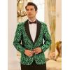 imageCOOFANDY Mens Floral Tuxedo One Button Luxury Shiny Blazer Dinner Party Prom Wedding Suit JacketGreen Floral