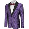 imageCOOFANDY Mens Floral Tuxedo One Button Luxury Shiny Blazer Dinner Party Prom Wedding Suit JacketPurple Paisley