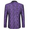imageCOOFANDY Mens Floral Tuxedo One Button Luxury Shiny Blazer Dinner Party Prom Wedding Suit JacketPurple Paisley
