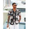 imageCOOFANDY Mens Hawaiian Shirts Short Sleeve Tropical Button Down Shirts Floral Summer Beach ShirtBlack  White Flower