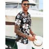imageCOOFANDY Mens Hawaiian Shirts Short Sleeve Tropical Button Down Shirts Floral Summer Beach ShirtBlack  White Flower