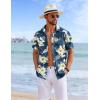imageCOOFANDY Mens Hawaiian Shirts Short Sleeve Tropical Button Down Shirts Floral Summer Beach ShirtBlack  White Leaf